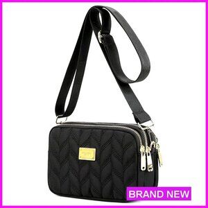 Small Waterproof Nylon Crossbody Bag Adjustable Strap Multi-Compartment